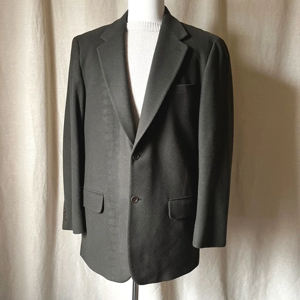 J.Crew Olive Green Wool Blazer 40L Mens 2 Button‎ Classic Sport Coat 90s USA